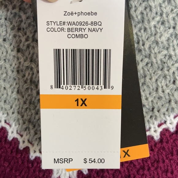 Zoe & Phoebe chevron stripe pullover sweater size 1X - Picture 11 of 17